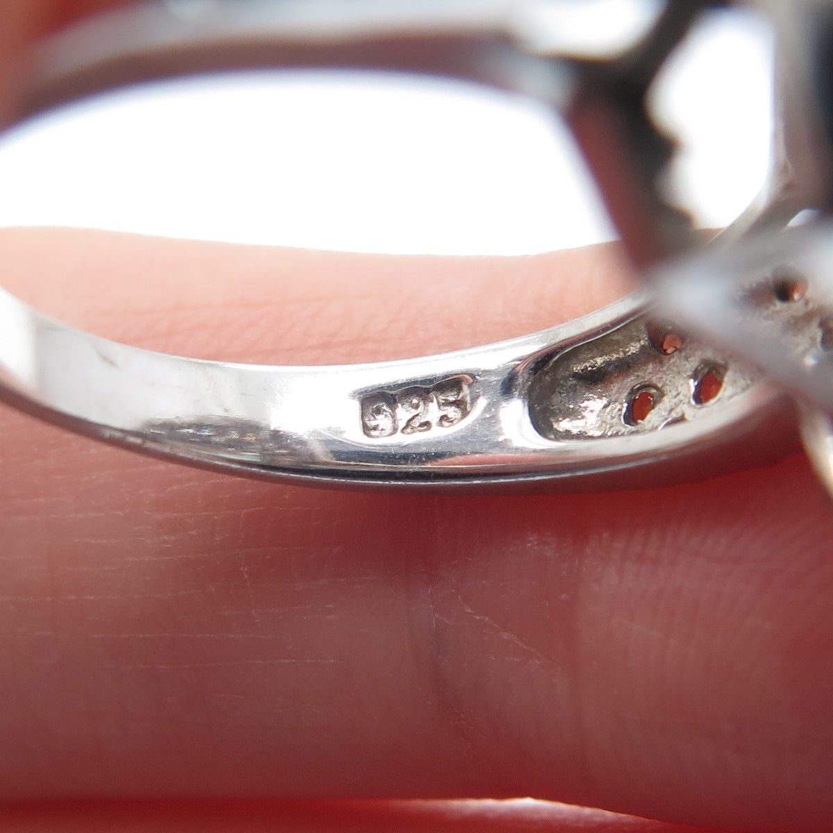 925 Sterling Silver Real Cushion-Cut Blue Topaz Gem & C Z Ring Size 6.75