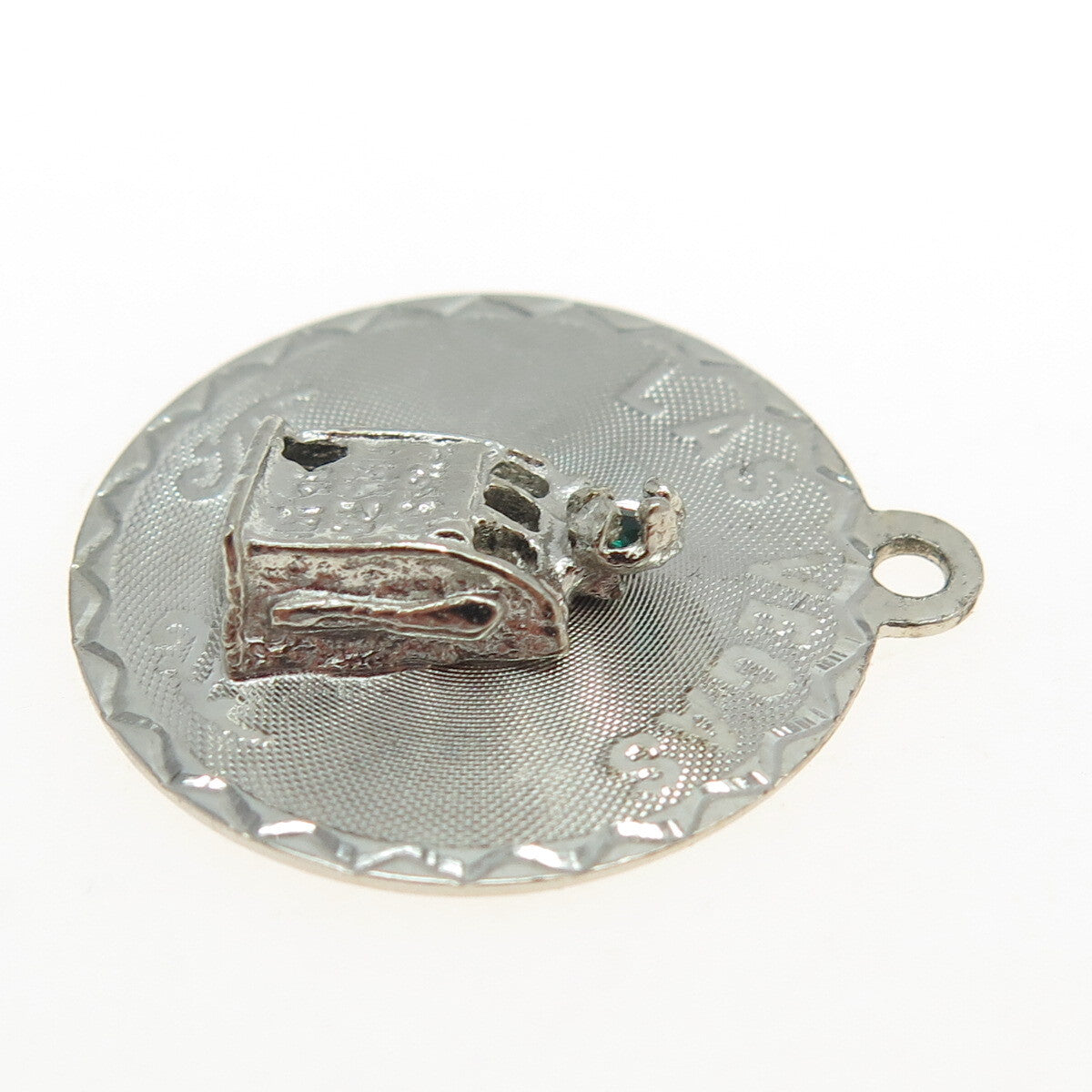 CREA 925 Sterling Silver Vintage Rhinestone "Las Vegas" Slot Machine Pendant