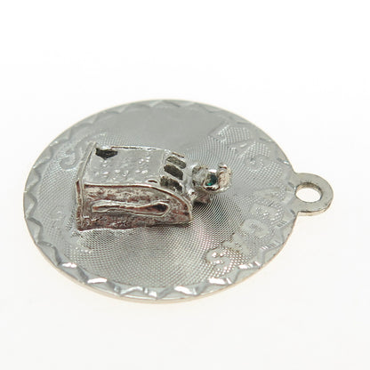 CREA 925 Sterling Silver Vintage Rhinestone "Las Vegas" Slot Machine Pendant