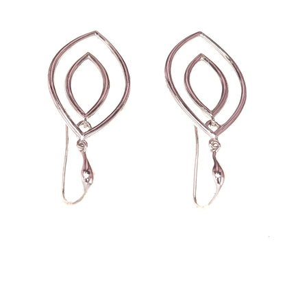 ZINA 925 Sterling Silver Vintage Modernist Petal Dangle Earrings