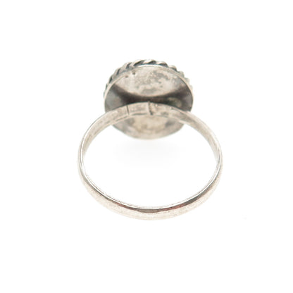 Old Pawn 925 Sterling Silver Vintage Kingman Turquoise Tribal Ring Size 8.25