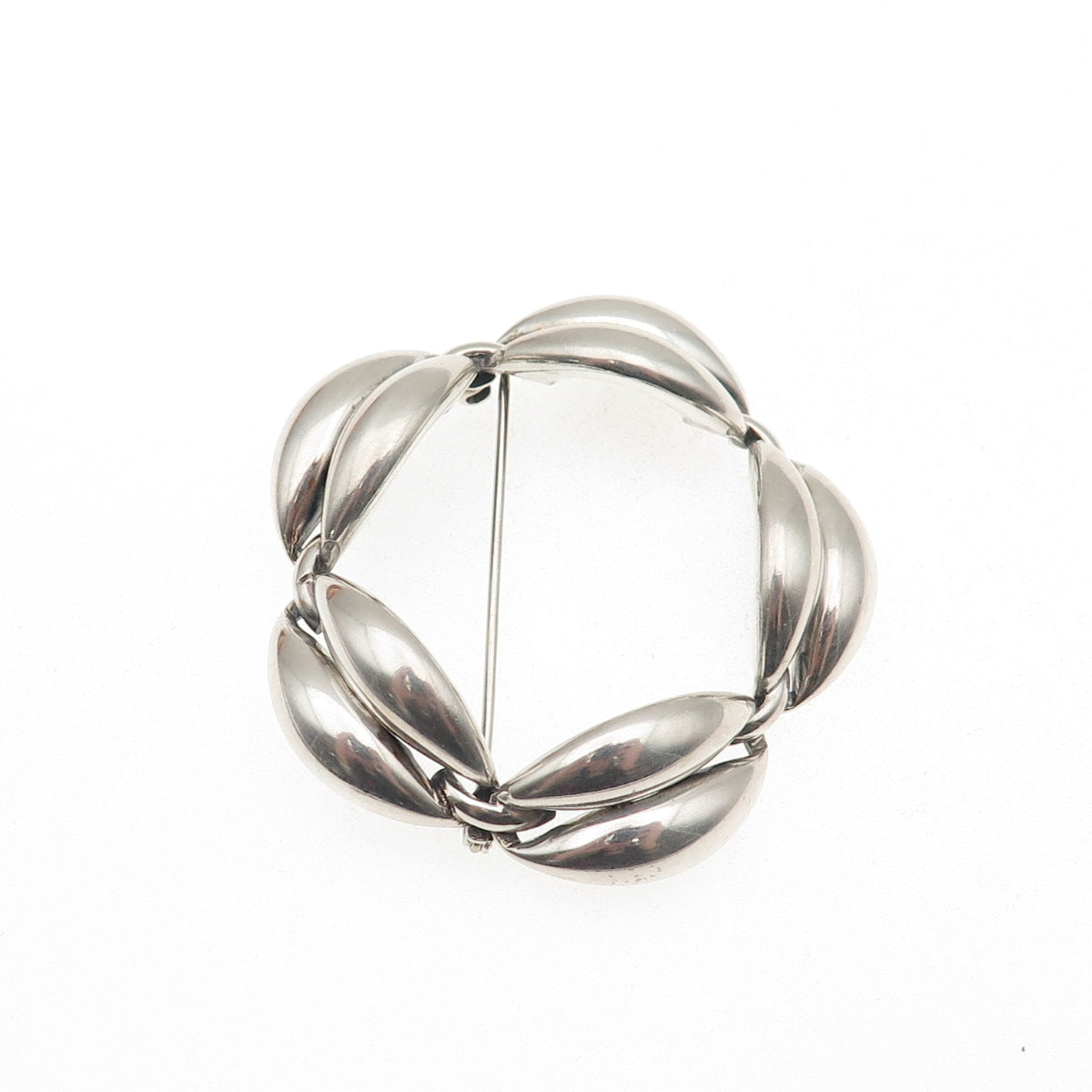 Danecraft 925 Sterling Silver Vintage Modernist Circle Oxidized Pin Brooch