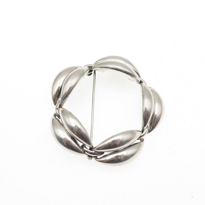 Danecraft 925 Sterling Silver Vintage Modernist Circle Oxidized Pin Brooch