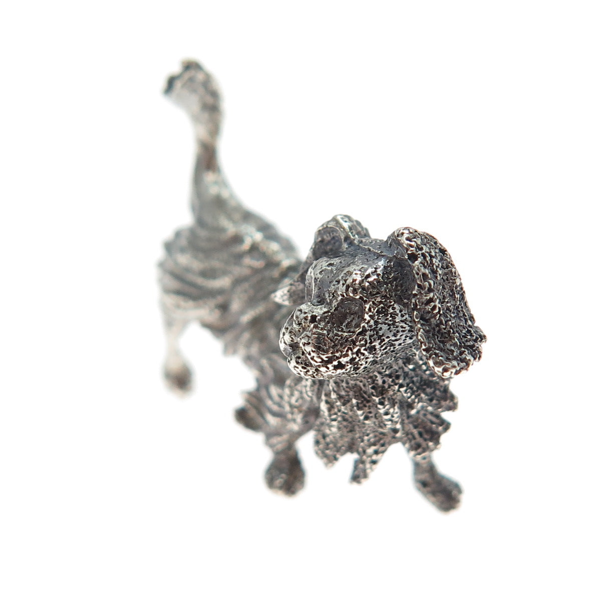 925 Sterling Silver Vintage Cocker Spaniel Dog Oxidized 3D Miniature