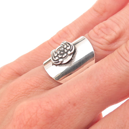 Beau 925 Sterling Silver Antique Art Deco Adjustable Spoon Ring Size 6