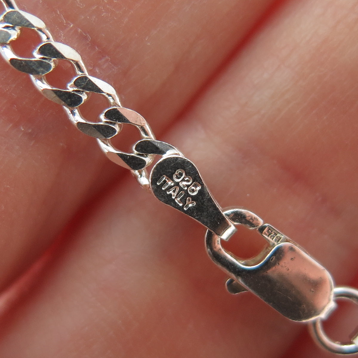 925 Sterling Silver Vintage Italy Curb Link Anklet / Bracelet 9"