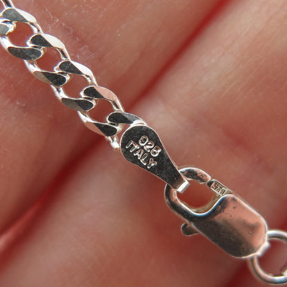 925 Sterling Silver Vintage Italy Curb Link Anklet / Bracelet 9"
