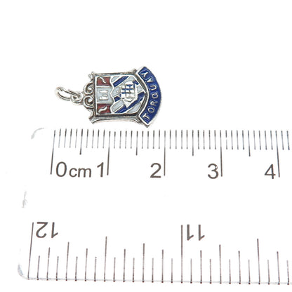 925 Sterling Silver Vintage Enamel Torquay England Coat of Arms Mini Pendant