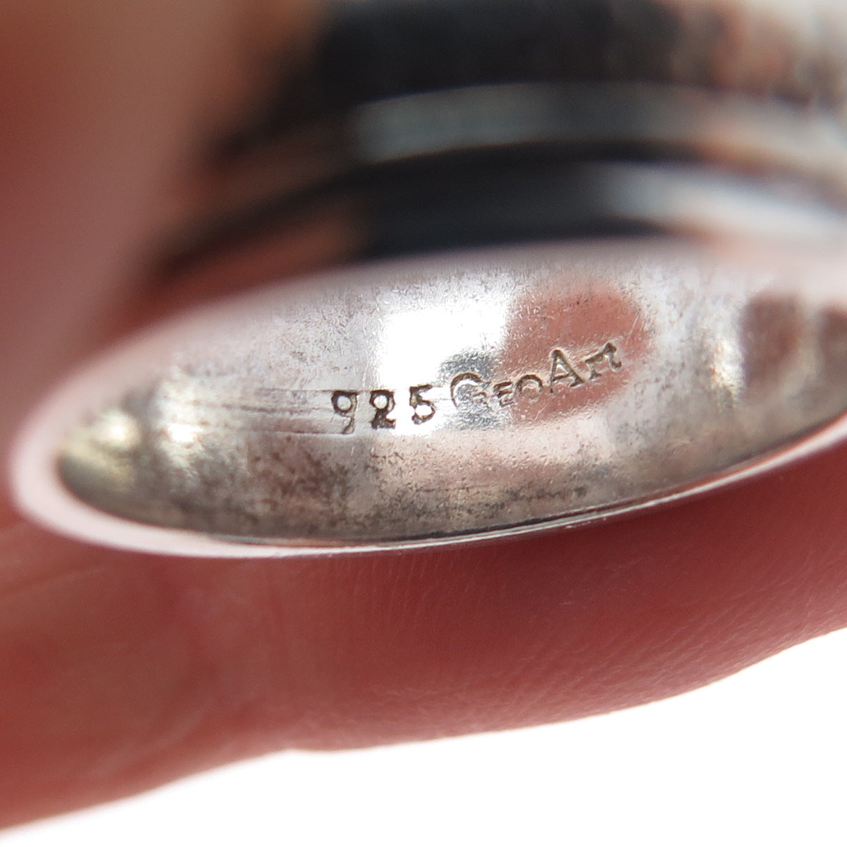 GeoArt 925 Sterling Silver Vintage Oxidized Rotating Band Ring Size 6