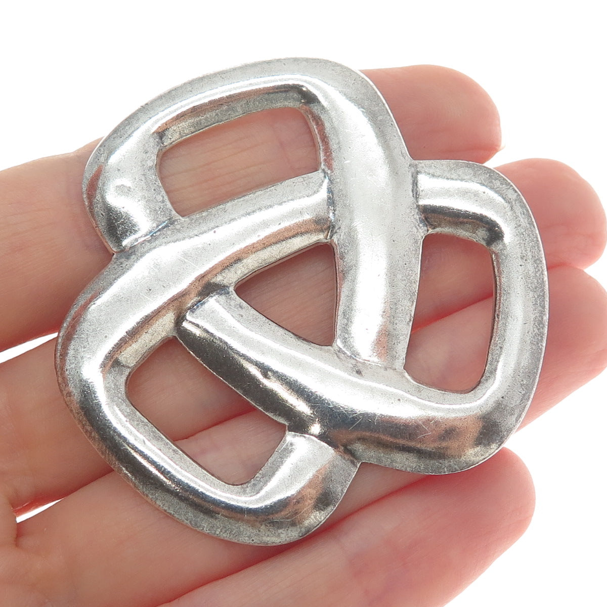 CHAPAL ZENRAY 925 Sterling Silver Vintage Trinity Knot Oxidized Pin Brooch
