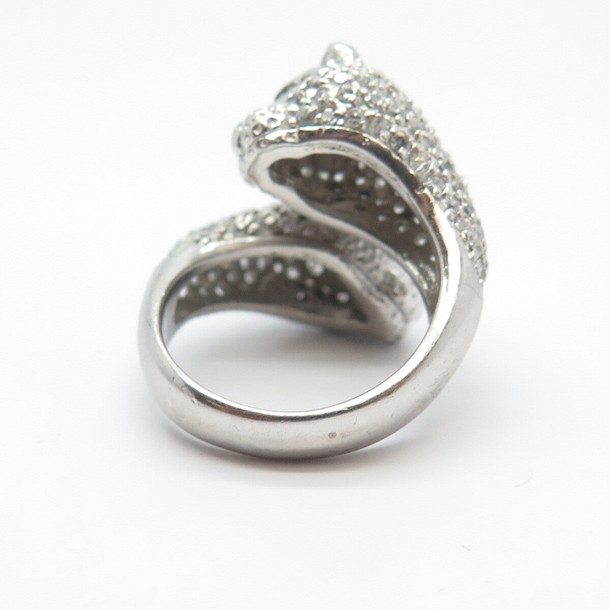 925 Sterling Silver C Z Double Panther Head Adjustable Ring Size 6