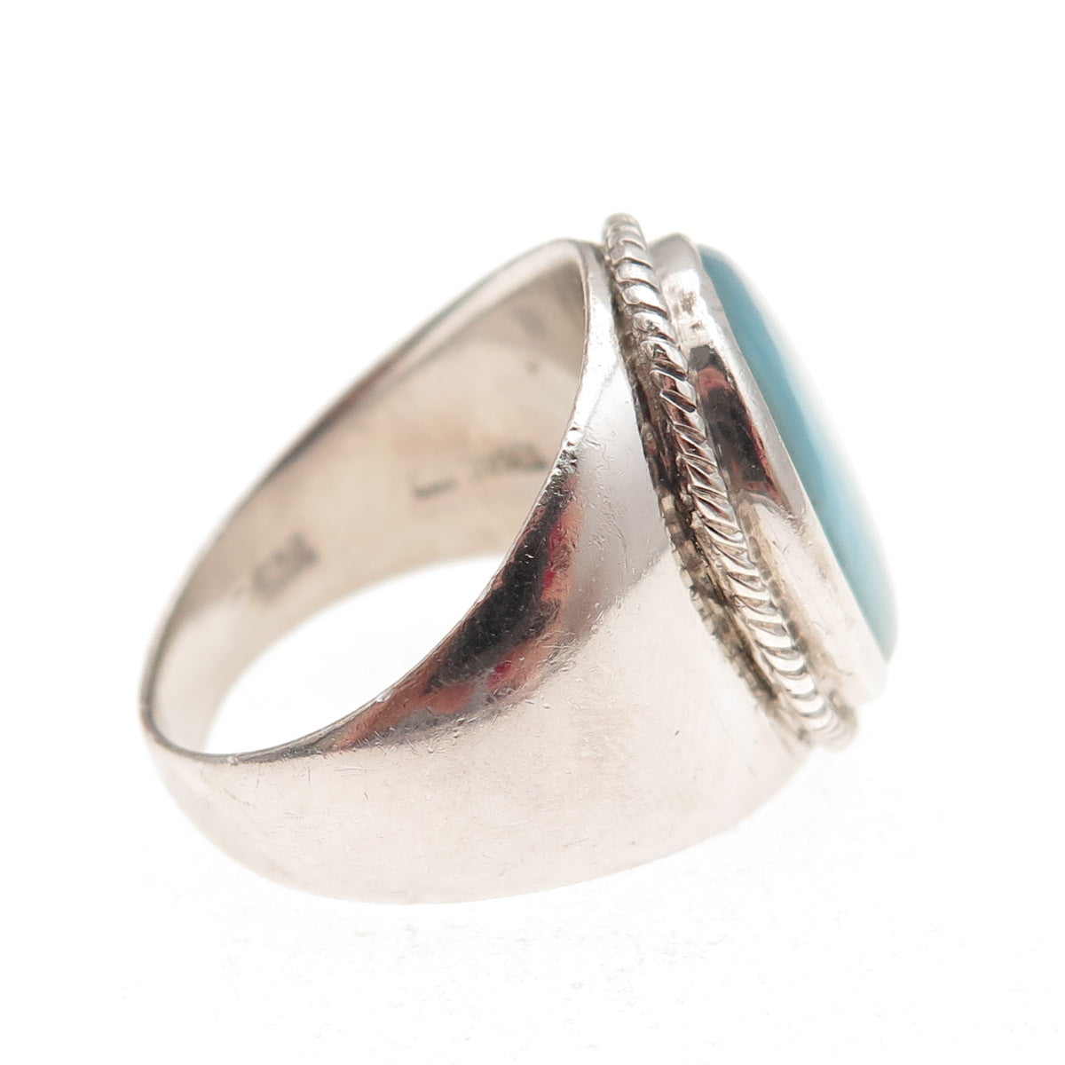 J. Stella 925 Sterling Silver Vintage Real Larimar Ring Size 8.5