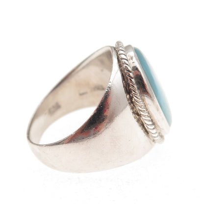 J. Stella 925 Sterling Silver Vintage Real Larimar Ring Size 8.5