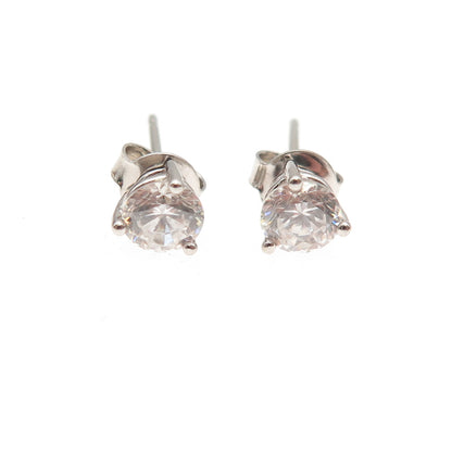 925 Sterling Silver Round-Cut C Z Stud Earrings