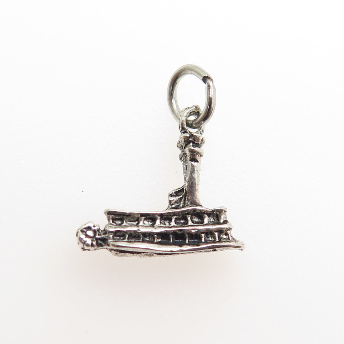 925 Sterling Silver Vintage Paddle Boat Oxidized Minimalist Charm Pendant