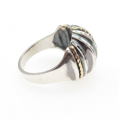 MICHAEL ANTHONY 925 Sterling Silver 14K Gold Vintage Modernist Dome Ring Size 10