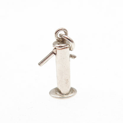 925 Sterling Silver Antique Art Deco Mechanical Water Pump 3D Mini Charm Pendant