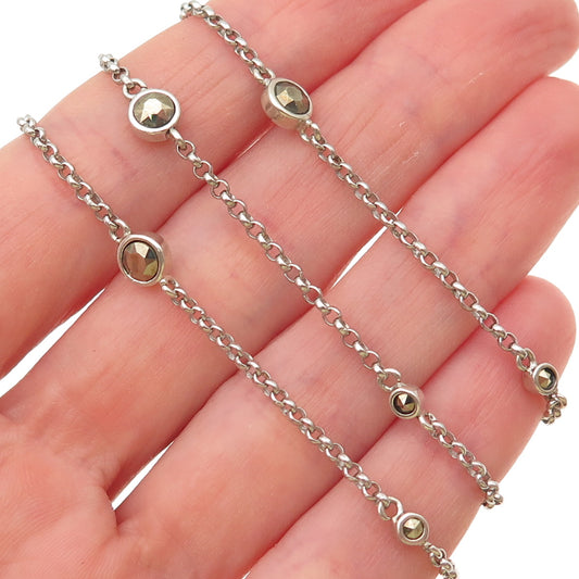 925 Sterling Silver Vintage Real Marcasite By The Yard Chain Necklace 24"