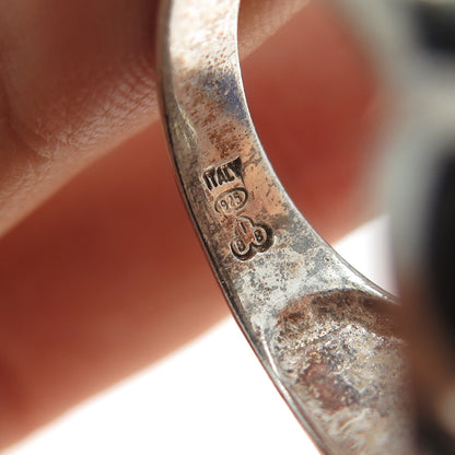925 Sterling Silver Vintage Italy Modernist Oxidized Ring Size 9
