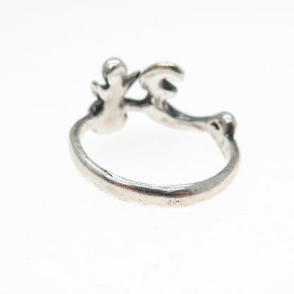 925 Sterling Silver Vintage Om Mantra Oxidized Ring Size 8.25