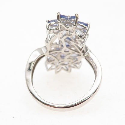 Chuck Clemency 925 Sterling Silver Real Tanzanite Floral Ring Size 8.25
