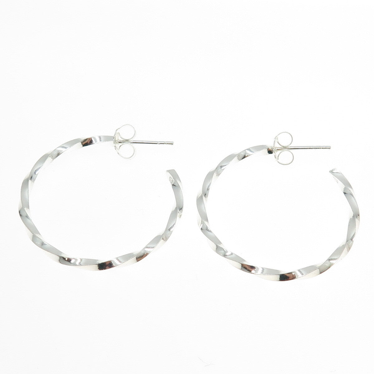 925 Sterling Silver Twisted Hoop Earrings