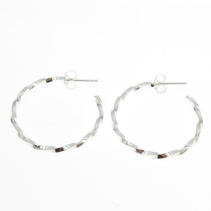 925 Sterling Silver Twisted Hoop Earrings