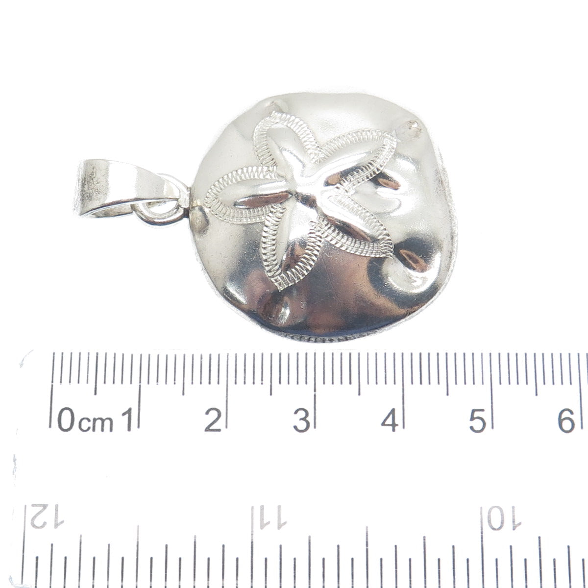 925 Sterling Silver Vintage Sand Dollar Oxidized Charm Pendant