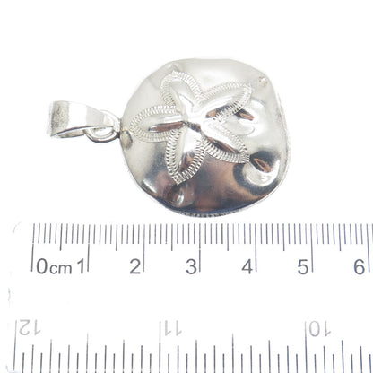 925 Sterling Silver Vintage Sand Dollar Oxidized Charm Pendant