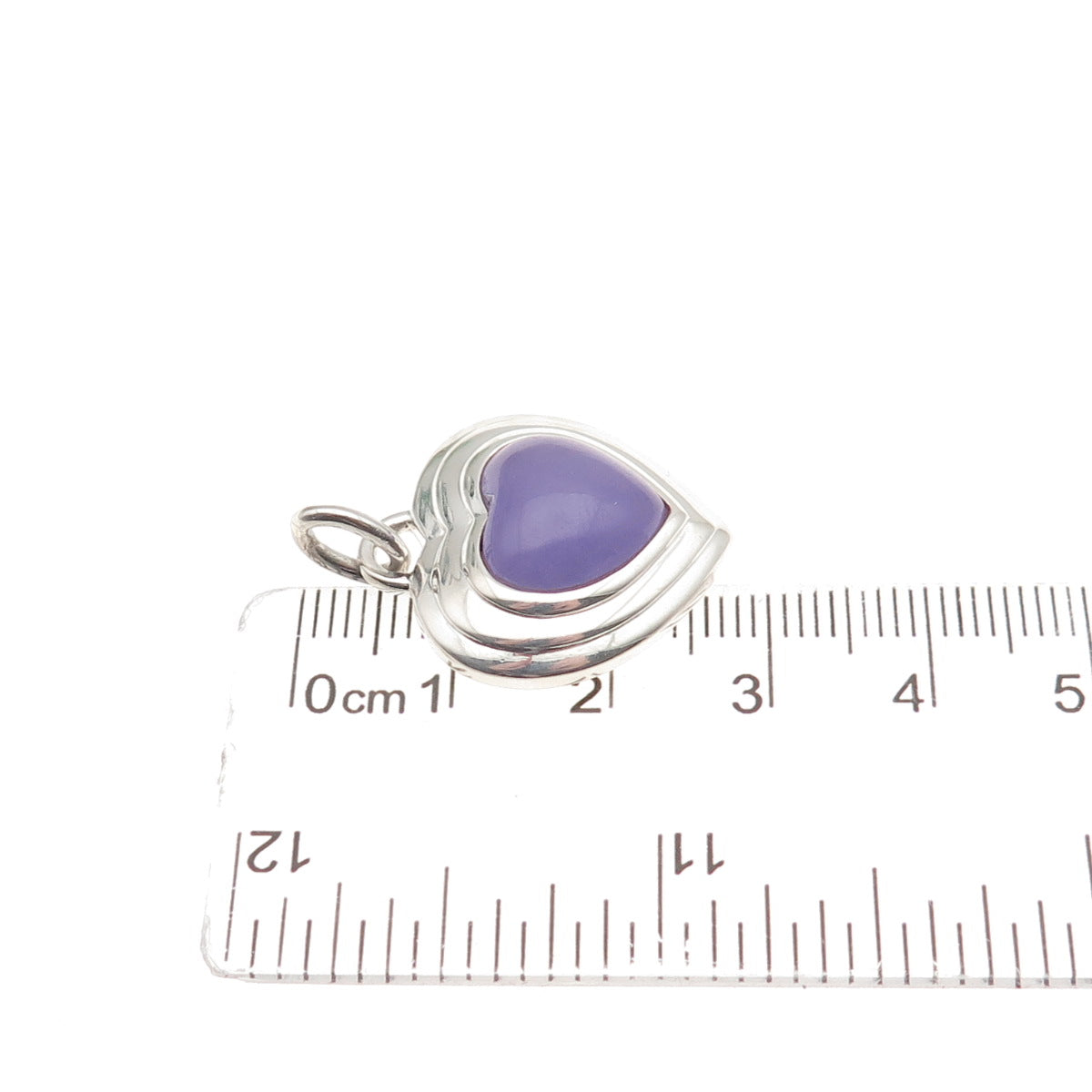 CNA PRANDA 925 Sterling Silver Vintage Real Lavender Jade Heart Charm Pendant