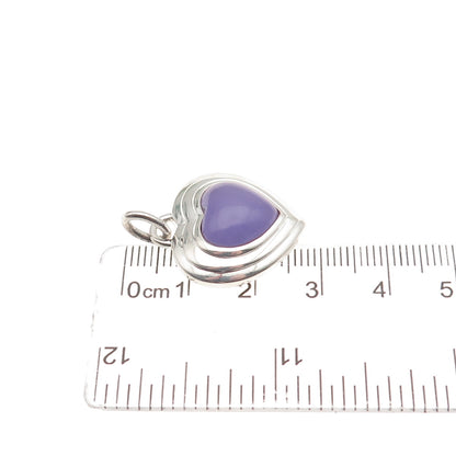 CNA PRANDA 925 Sterling Silver Vintage Real Lavender Jade Heart Charm Pendant