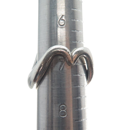 925 Sterling Silver Vintage Real Lone Mountain Turquoise Modernist Ring Size 7