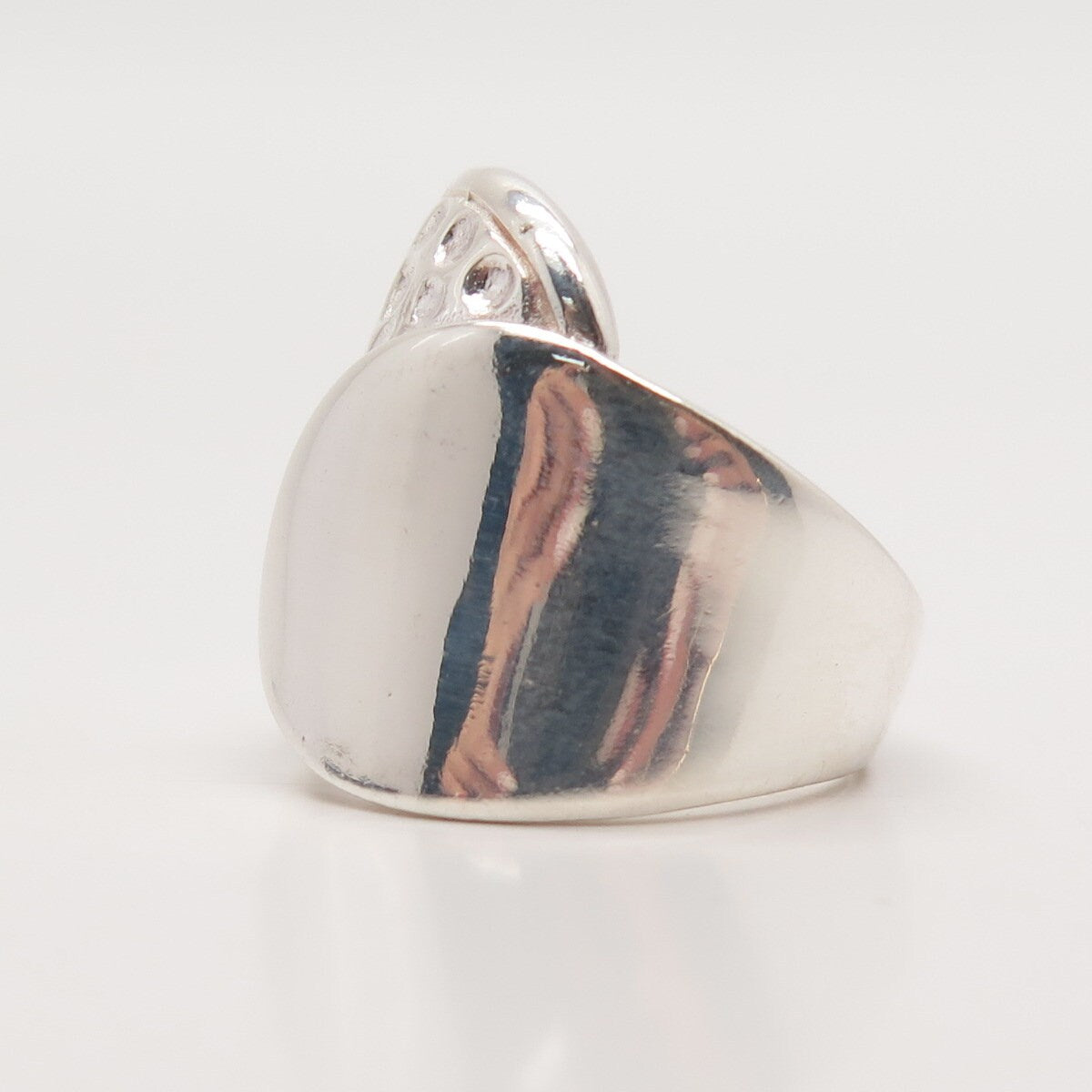 925 Sterling Silver Vintage Dotted Wide Overlap Ring Size 6.75