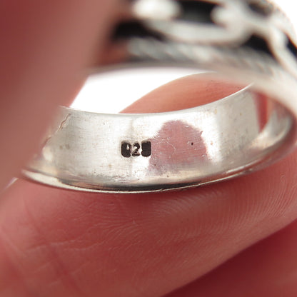 925 Sterling Silver Vintage Cable Link Oxidized Band Ring Size 7.5