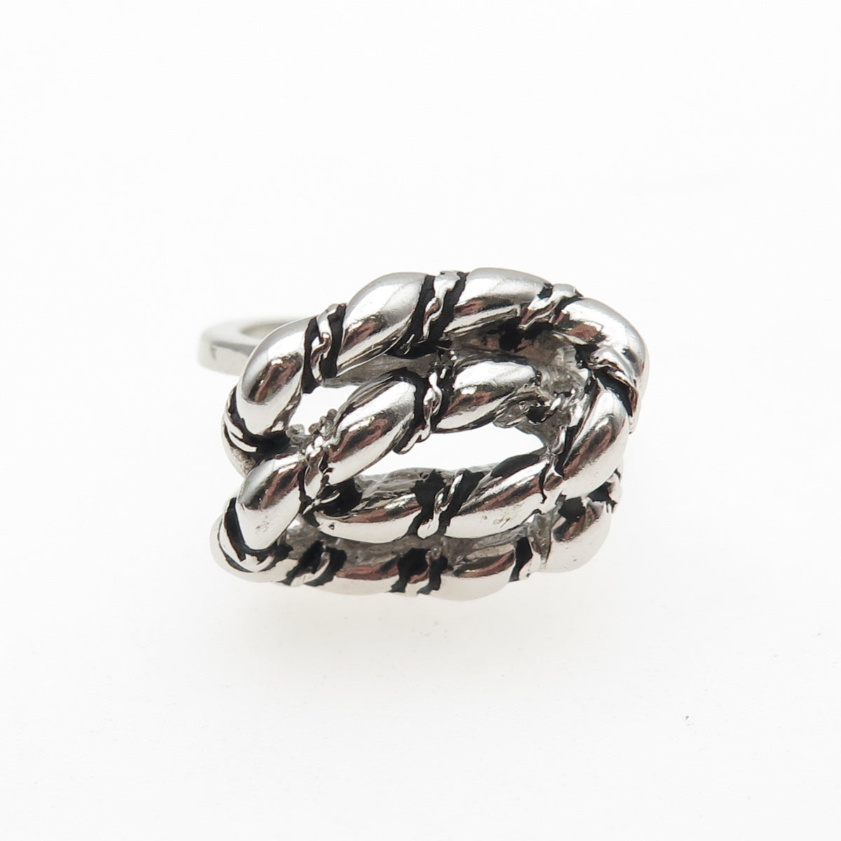 925 Sterling Silver Vintage Interlocked Circle Oxidized Ring Size 6.25
