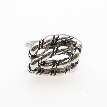 925 Sterling Silver Vintage Interlocked Circle Oxidized Ring Size 6.25