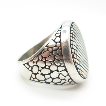 925 Sterling Silver Vintage Cage Pebble Wide Ring Size 8.75