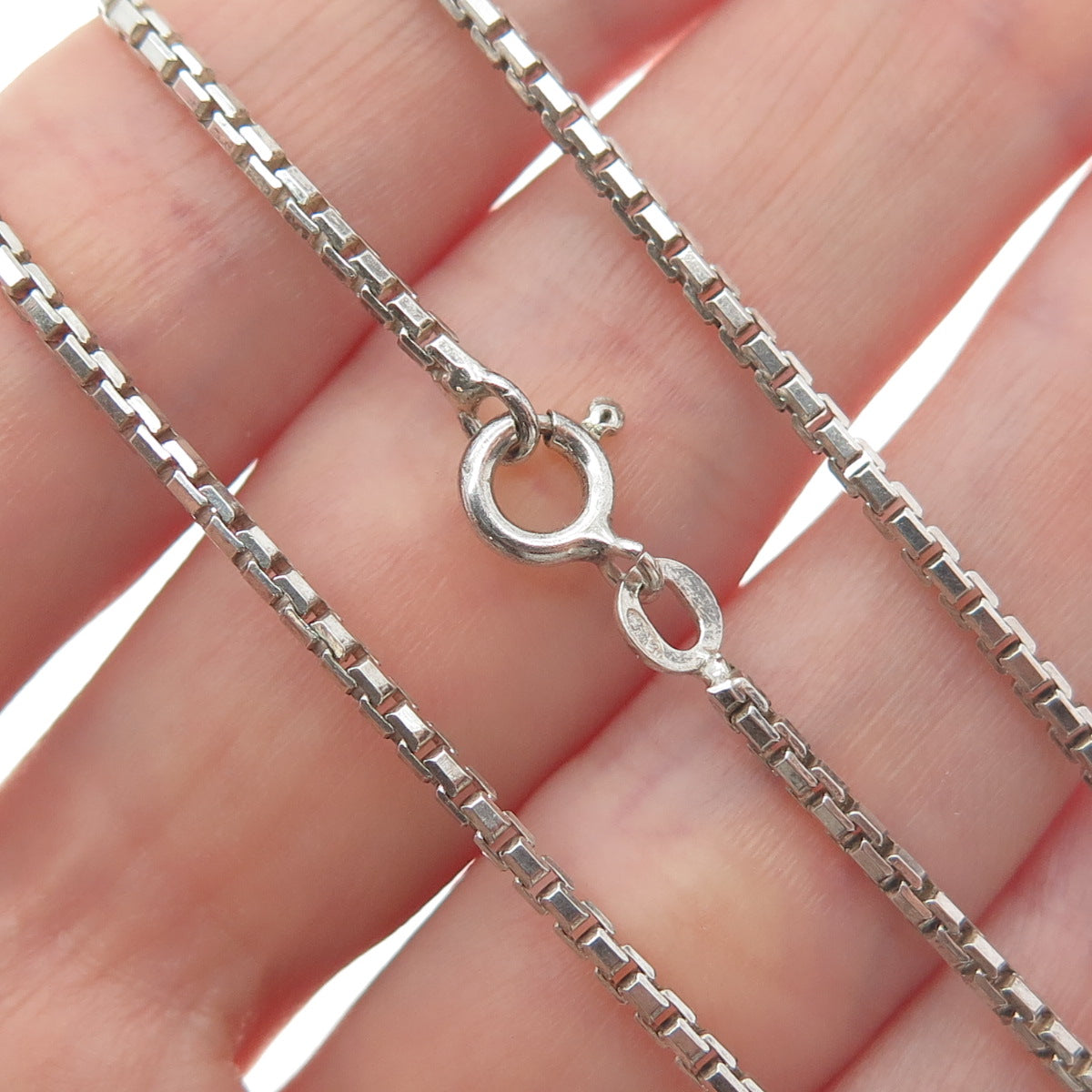925 Sterling Silver Vintage Box Chain Necklace 16"