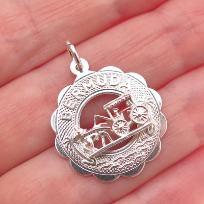 925 Sterling Silver Vintage Bermuda Carriage Charm Pendant