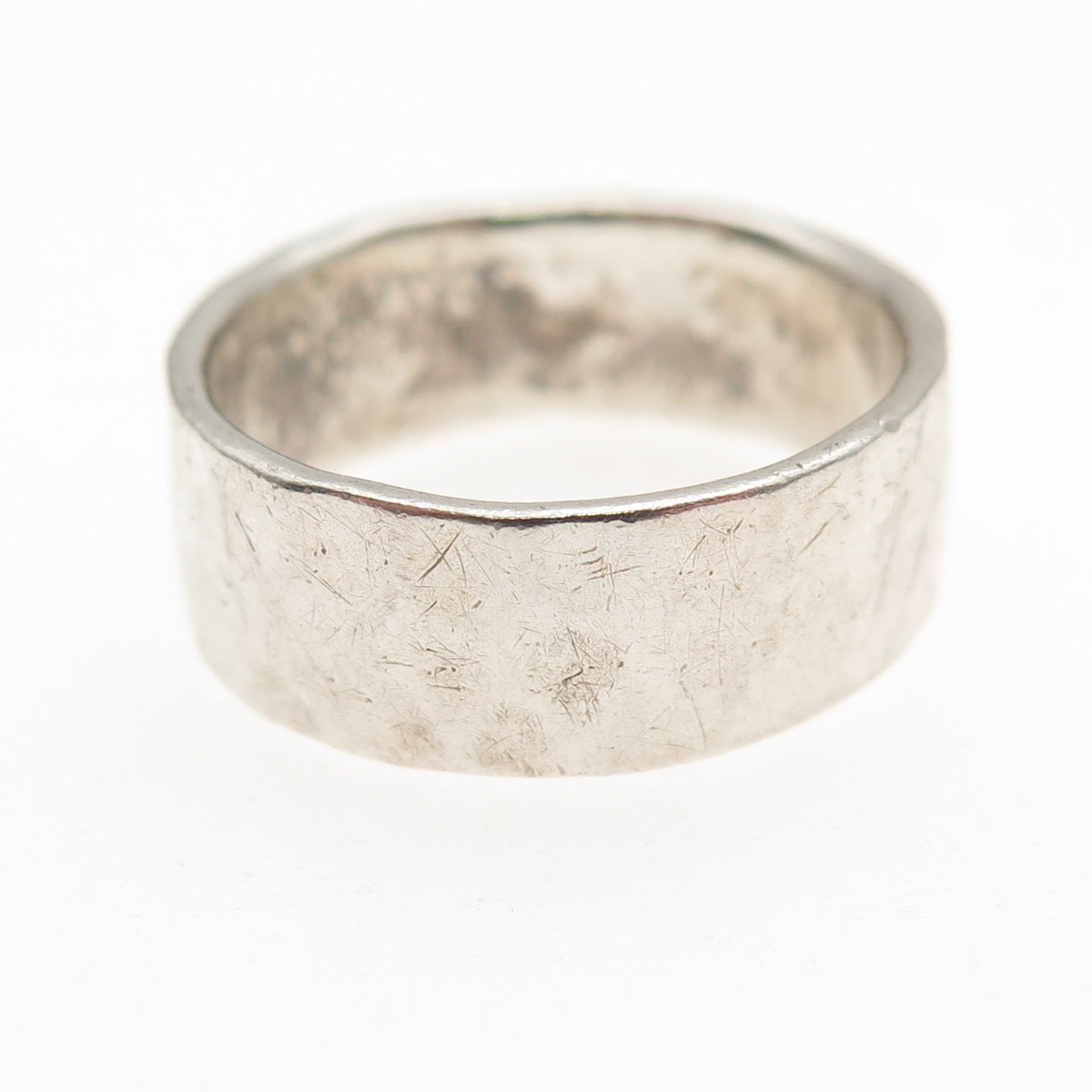 925 Sterling Silver Vintage Cross Hammered Oxidized Band Ring Size 6.5