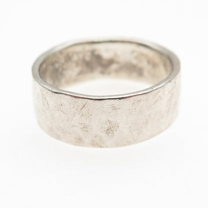 925 Sterling Silver Vintage Cross Hammered Oxidized Band Ring Size 6.5