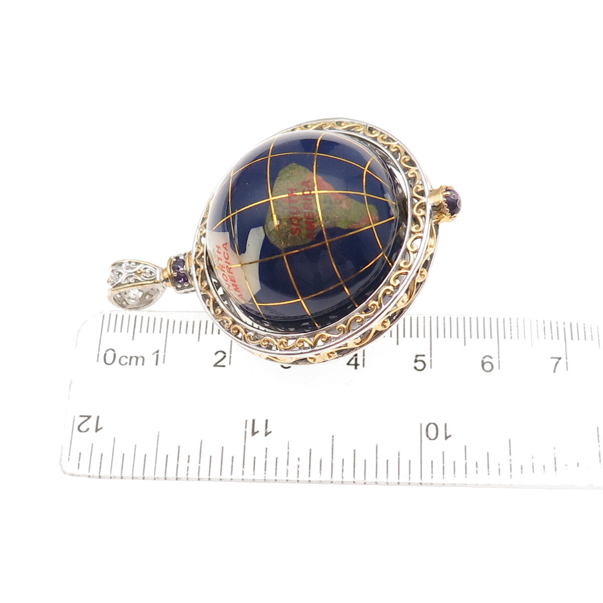 Michael Valitutti Gems En Vogue Sterling Silver 2-Tone Amethyst Globe Pendant