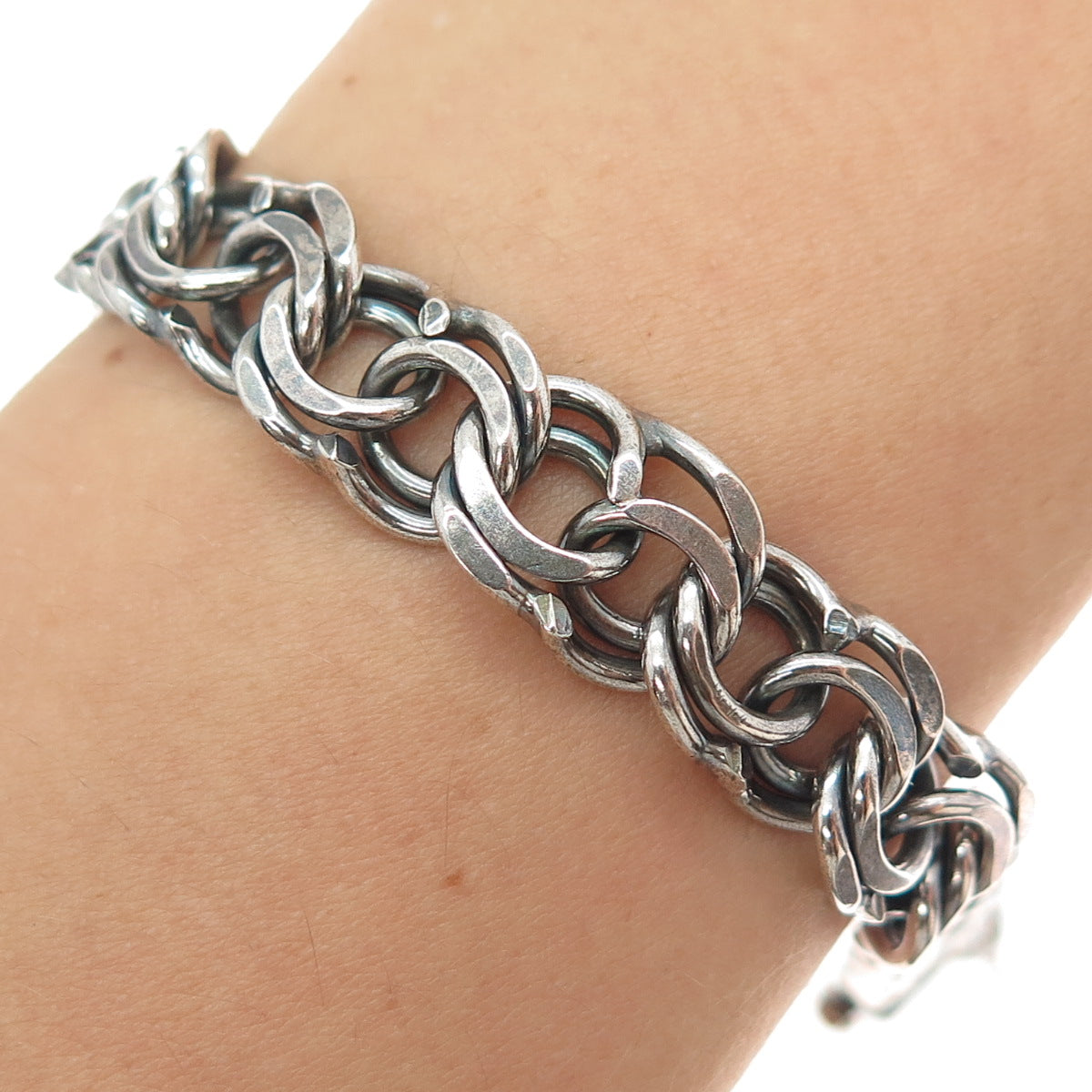 830S Silver Vintage Sweden Oxidized Bismark Link Bracelet 6.5"