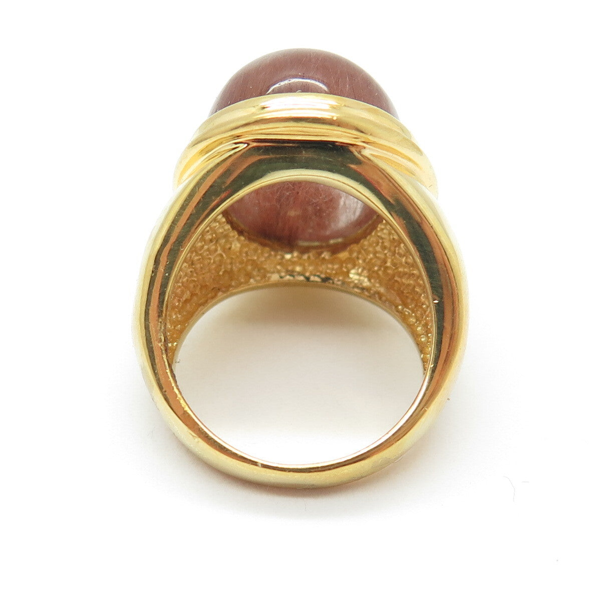BADAVICI 925 Sterling Silver Gold Plated Real Rutilated Quartz Ring Size 7