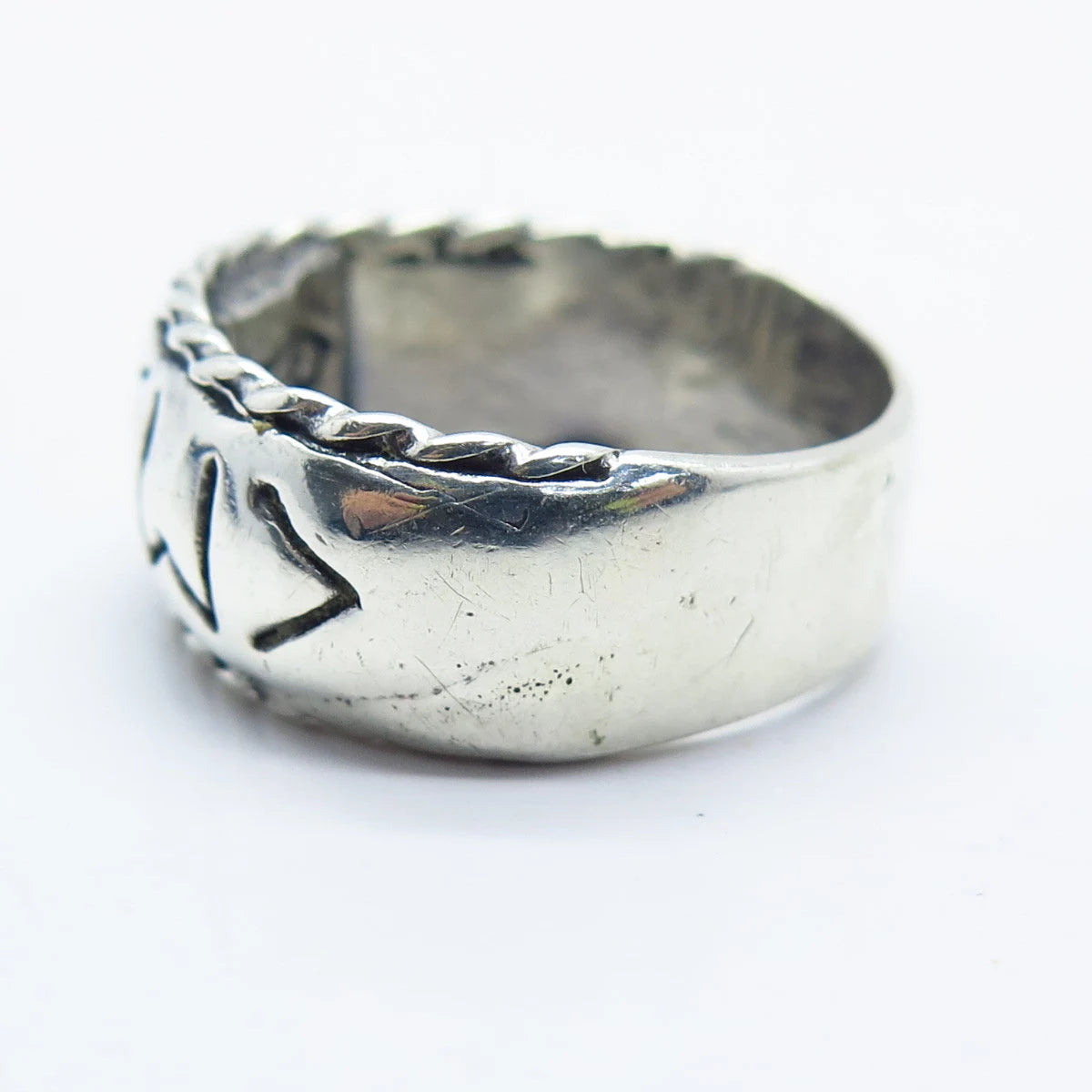925 Sterling Silver Vintage Tribal Ring Size 9.75