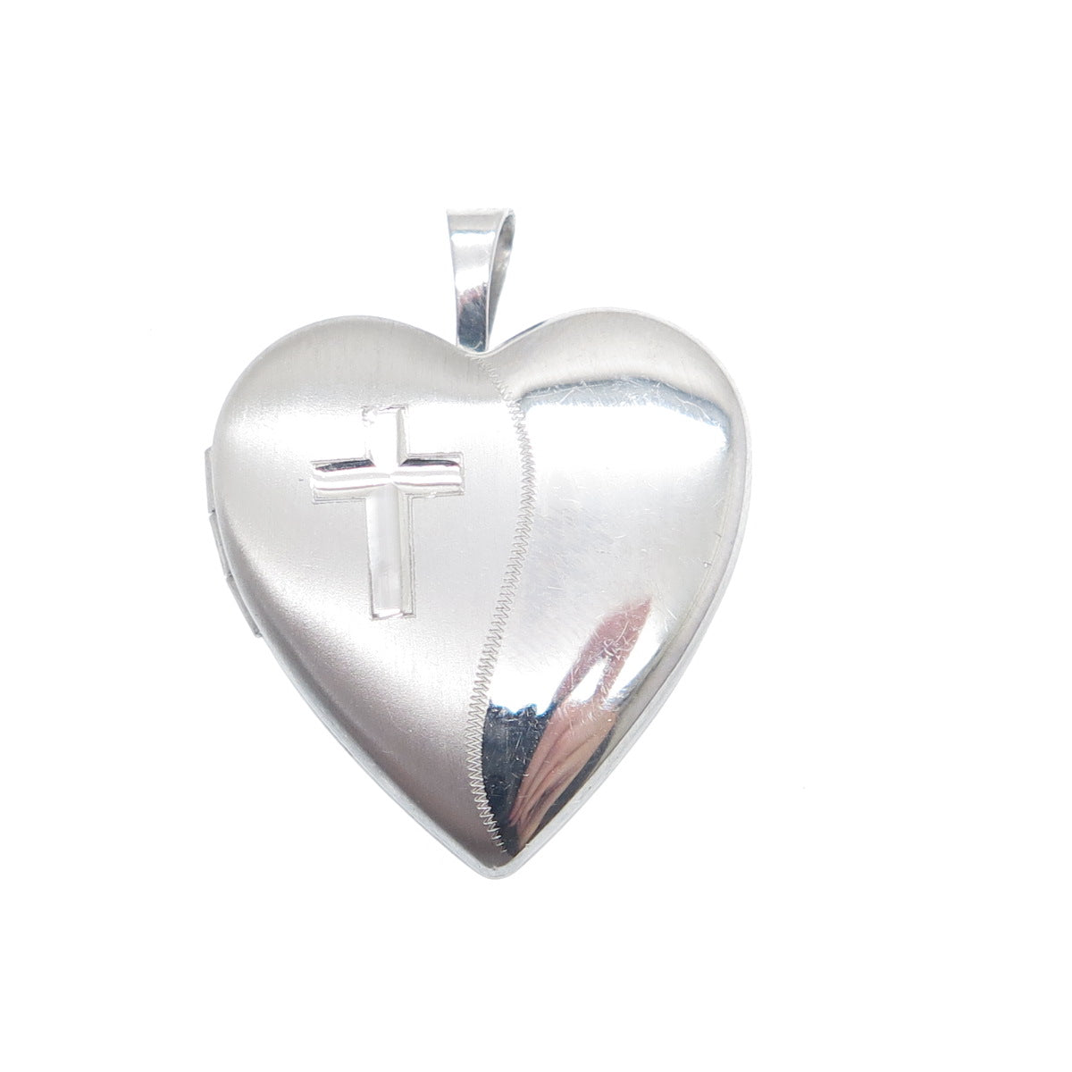 925 Sterling Silver Cross Heart Locket Minimalist Pendant
