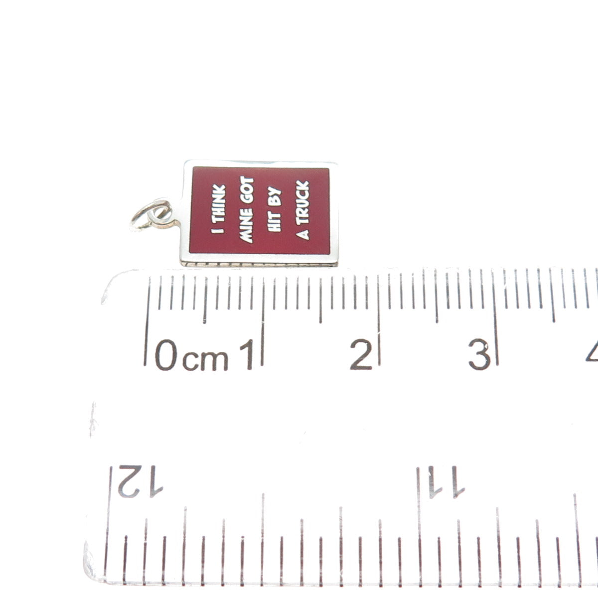 925 Sterling Red Enamel I Think Mine Got Hit By A Truck Minimalist Charm Pendant