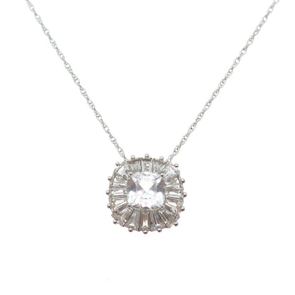 925 Sterling Silver Real White & Light Blue Topaz Singapore Chain Necklace 18"
