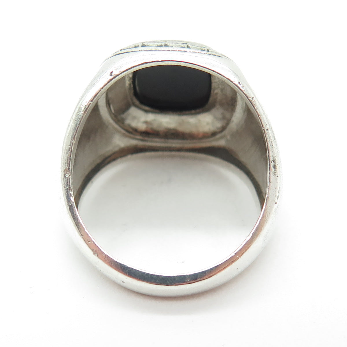 VERIZON 925 Sterling Silver Vintage Real Black Onyx Gemstone Ring Size 9.25