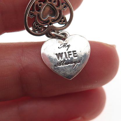 Pandora 925 Sterling Silver My Wife Always Heart Dangle Charm